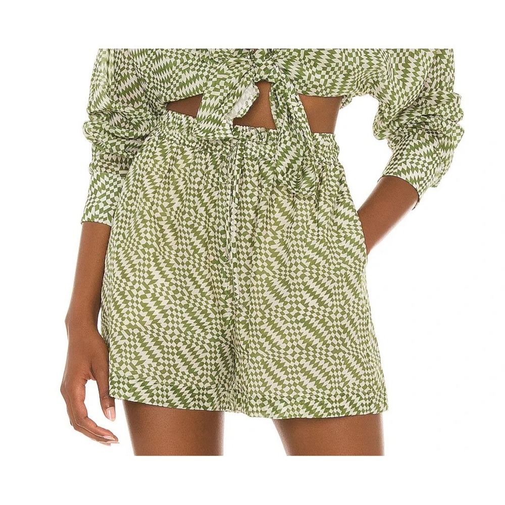 Tell Your Friends Silk Blend Pull On Short In Green Nicci Print Women's Size XS